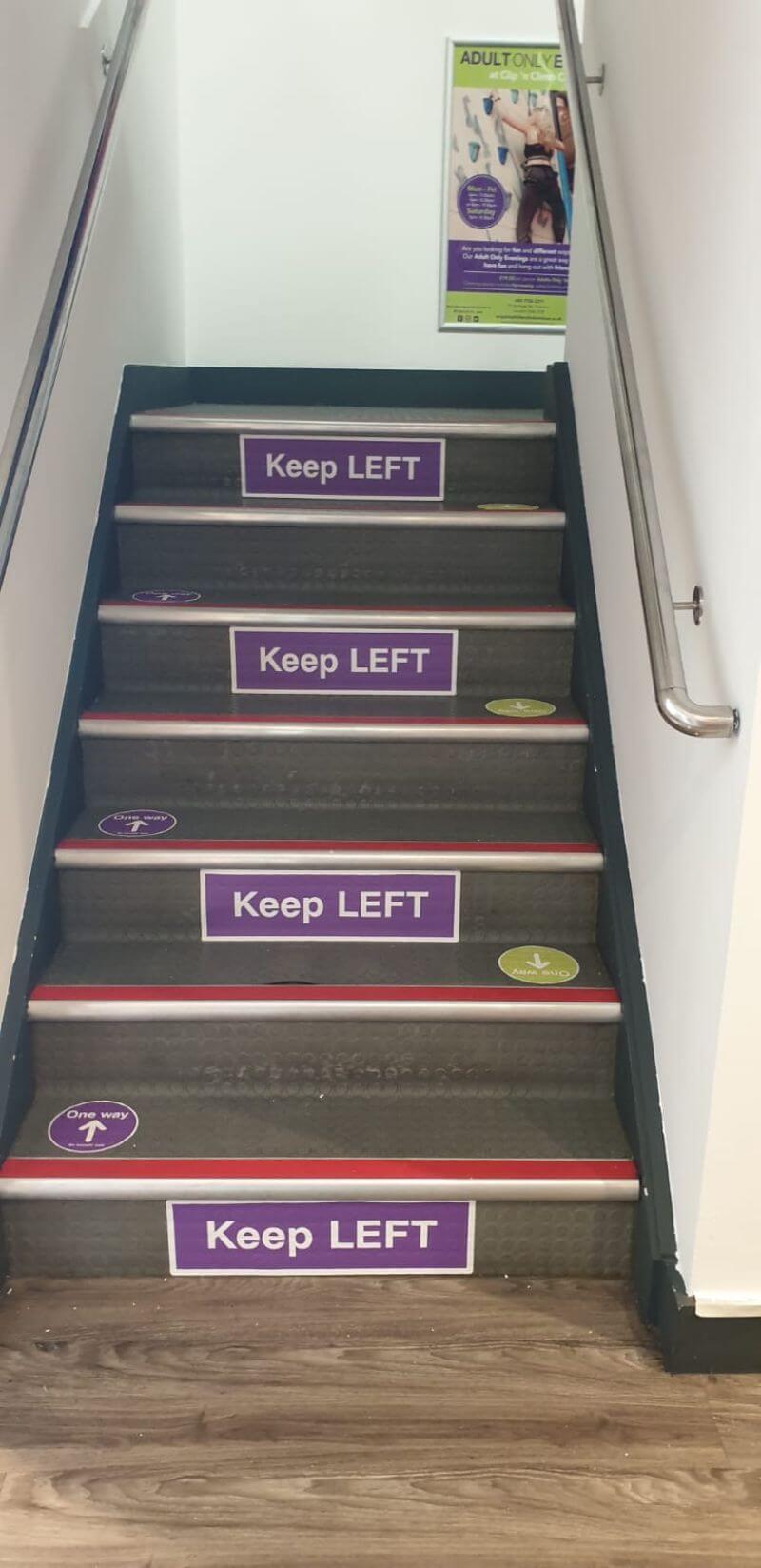 Clip N Climb stair signage